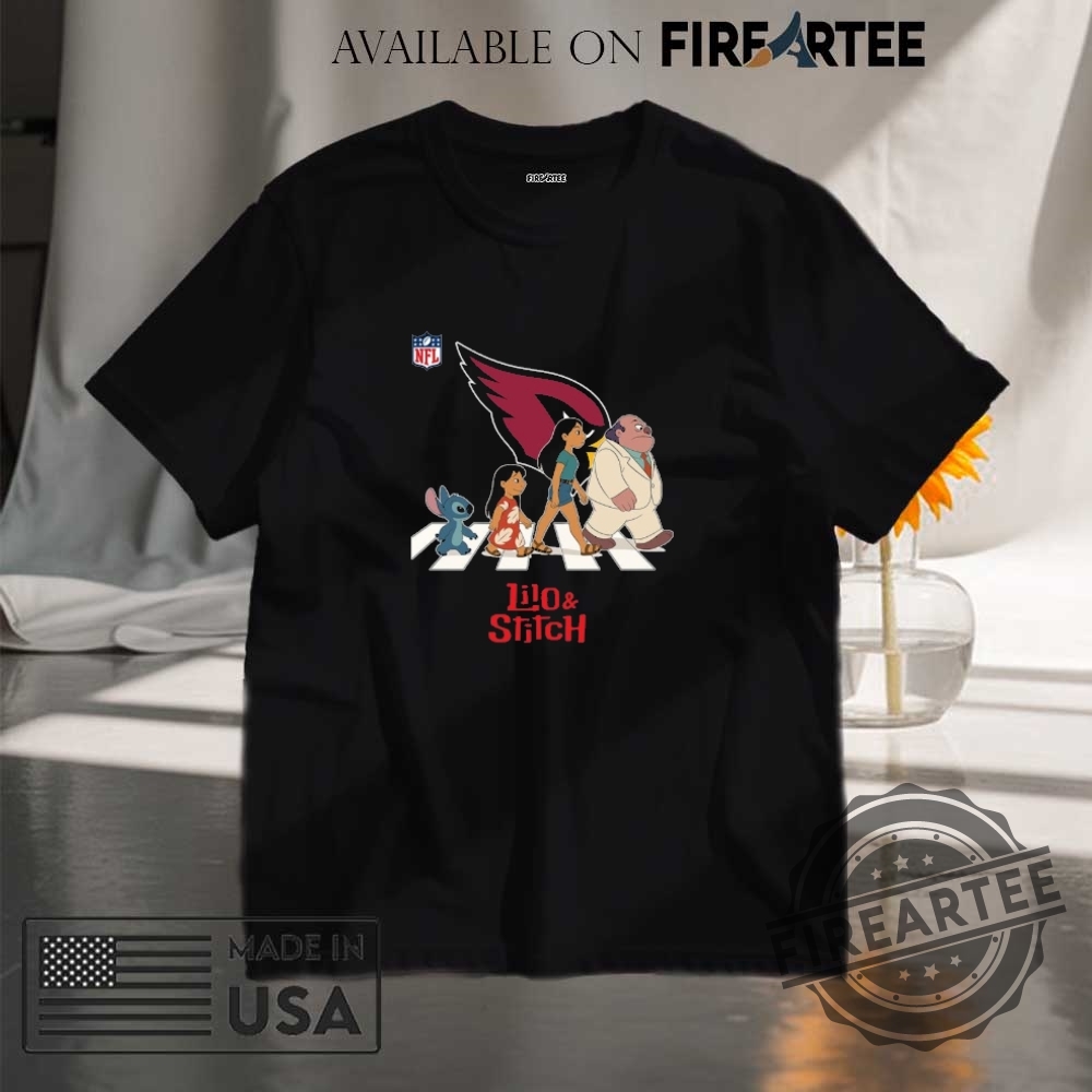 "Top Lilo & Stitch Apparel: Hats, Shirts, and NFL Collaborations" 20 Arizona Cardinals Nfl Lilo And Stitch Characters Abbey Road Shirt
