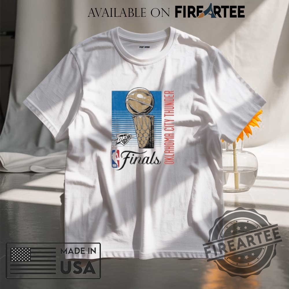 "Shop 2025 Oklahoma City Thunder NBA Finals and Western Shirts" 5 Oklahoma City Thunder 2025 Nba Finals Retro Lines Shirt