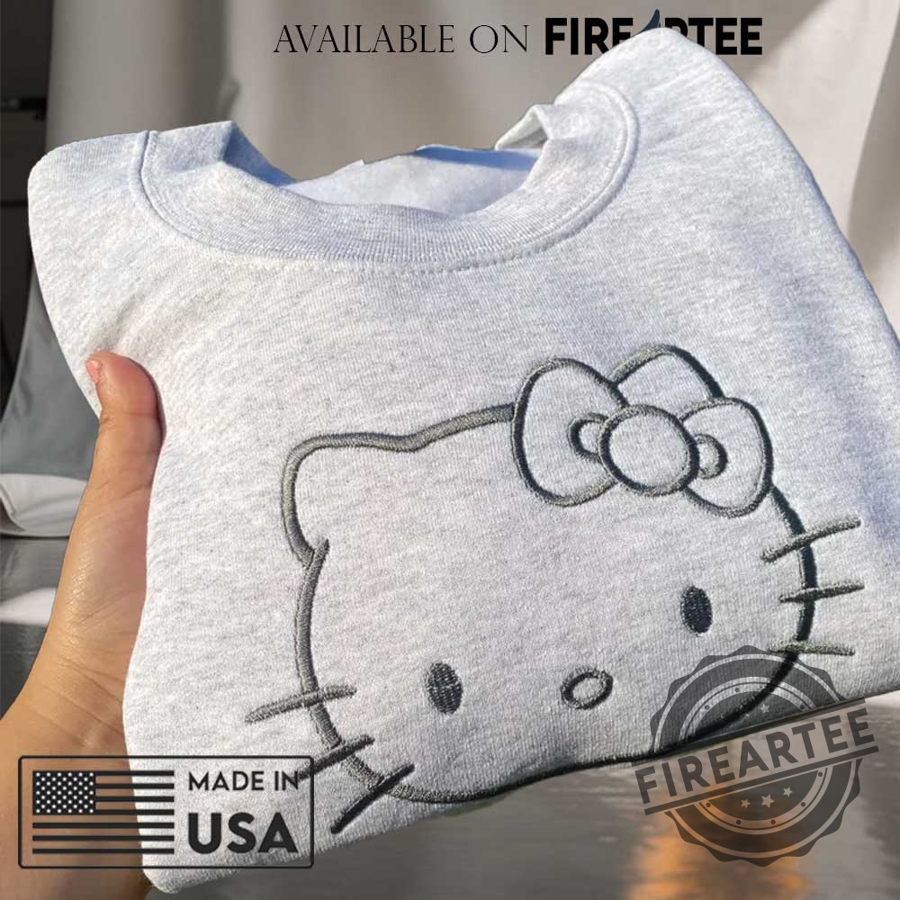 Cute Hello Kitty Inspired Embroidered Sweatshirt