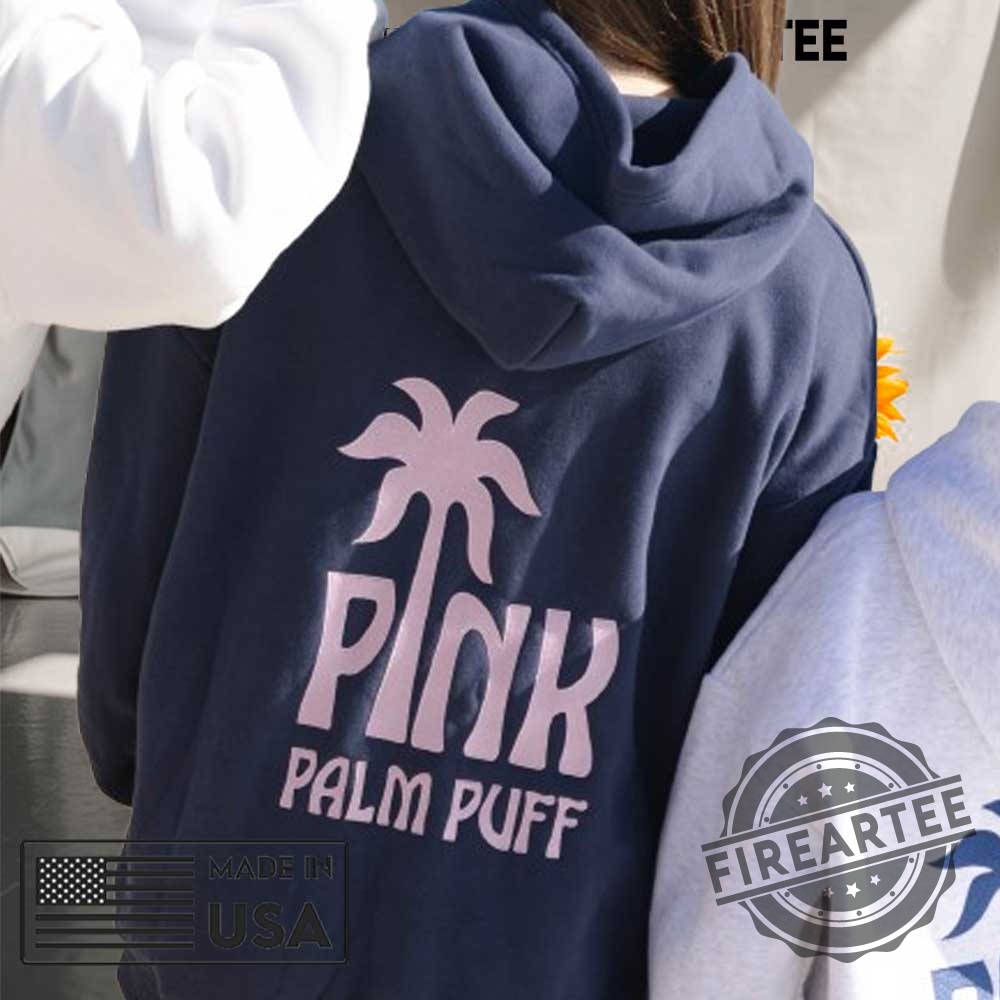 Pink Palm Puff Hoodie In Ocean Air 4 Pink Palm Puff Hoodie in Ocean Air