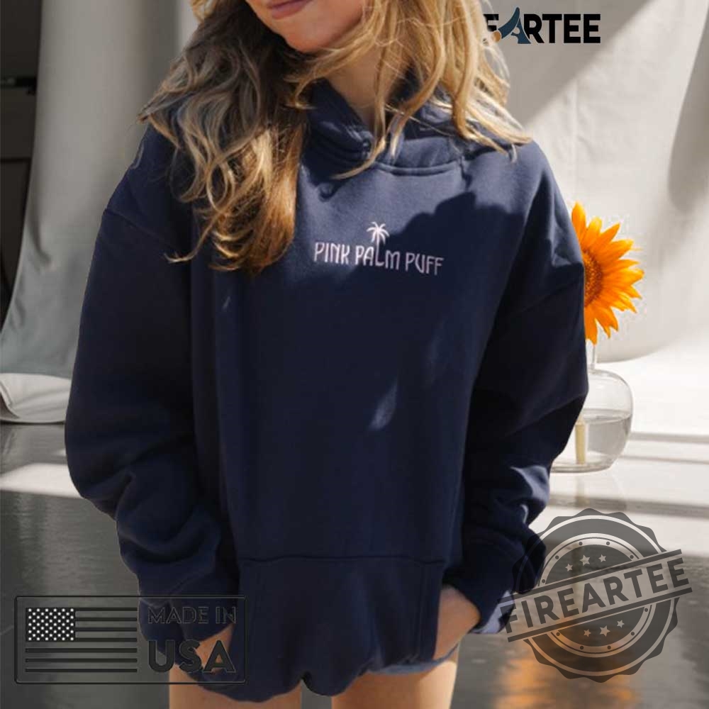 Pink Palm Puff Hoodie In Ocean Air 5 Pink Palm Puff Hoodie in Ocean Air