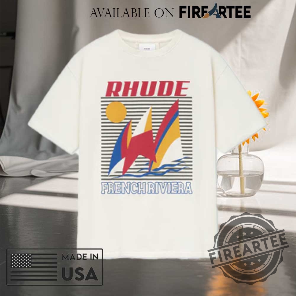 Rhude French Riviera Graphic Tshirt Vintage Sailing Print Tee In Cream