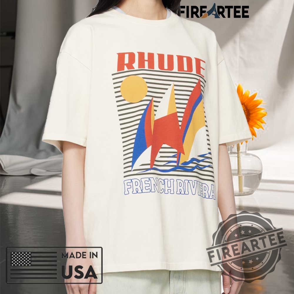 Rhude French Riviera Graphic Tshirt Vintage Sailing Print Tee In Cream 4 Rhude French Riviera Graphic T-Shirt – Vintage Sailing Print Tee in Cream