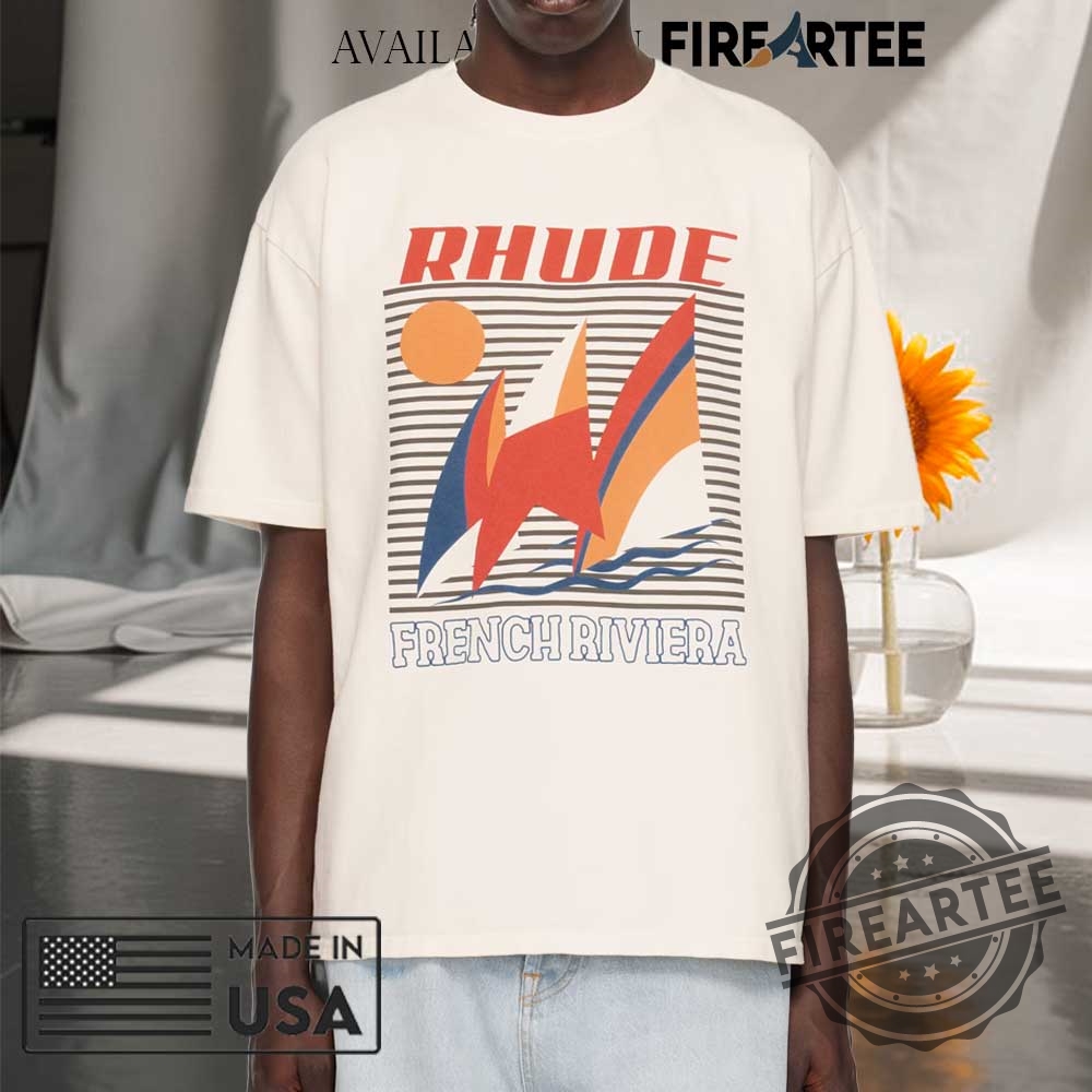 Rhude French Riviera Graphic Tshirt Vintage Sailing Print Tee In Cream 5 Rhude French Riviera Graphic T-Shirt – Vintage Sailing Print Tee in Cream