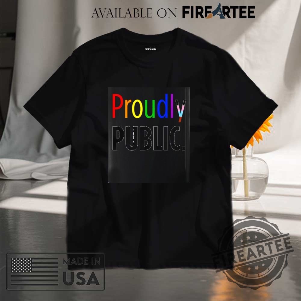 Proudly Public Lgbtq Pride Tshirt Rainbow Inclusive Equality Statement Tee
