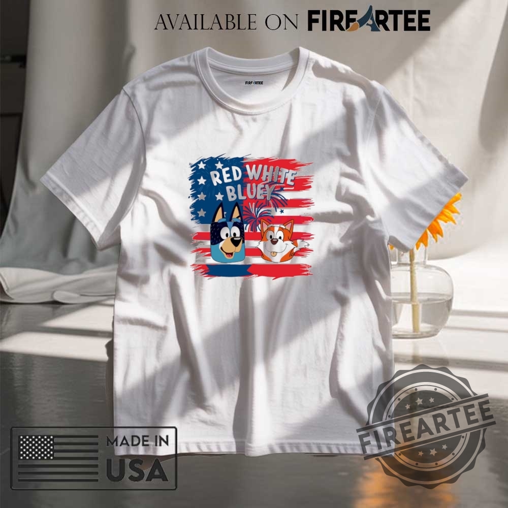 "Celebrate 2025 July 4th with Bluey: Unique Patriotic Shirts" 4 Red White Bluey America Flag 4Th Of July Shirt