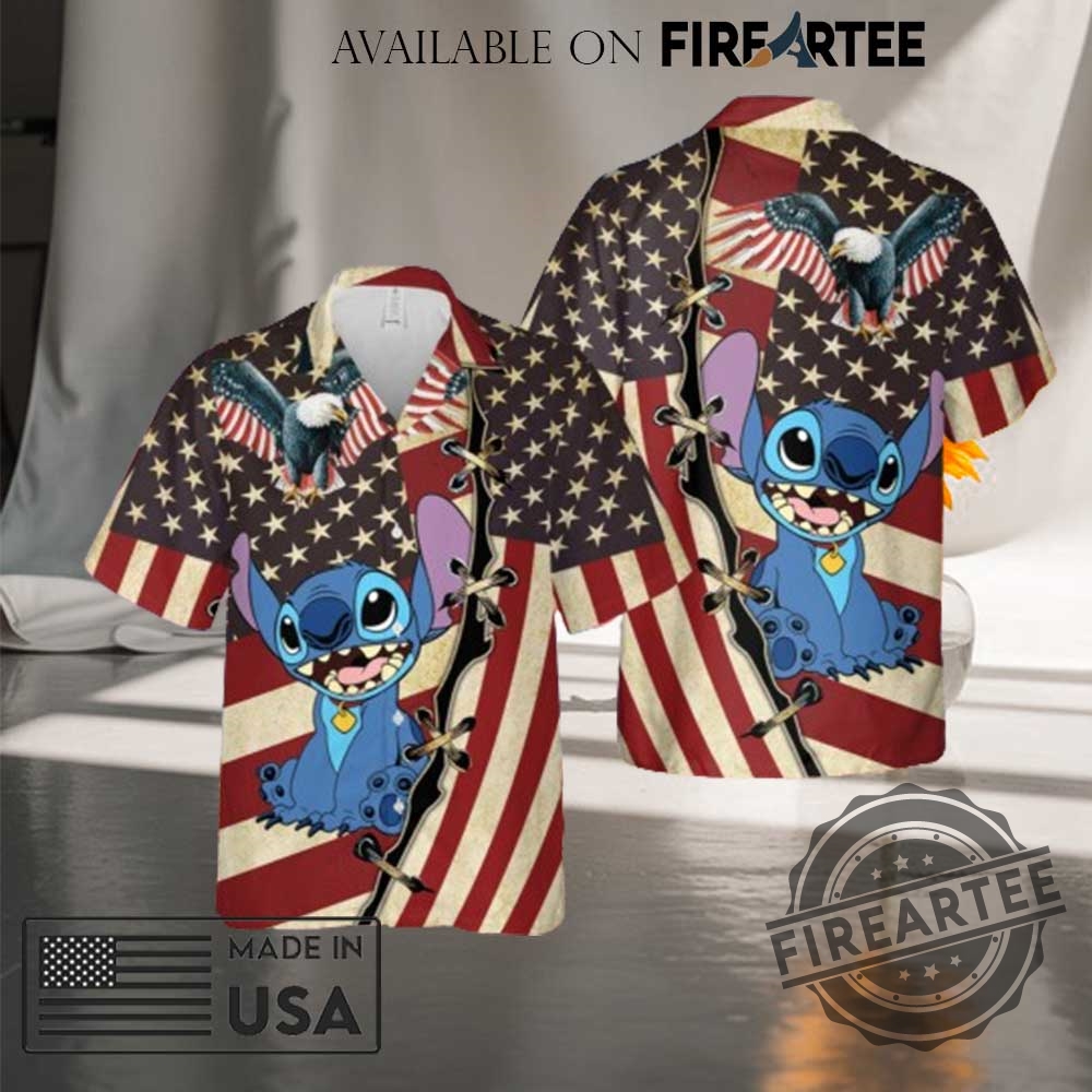 "Top 5 Patriotic Hawaiian Shirts for a Stylish 4th of July" 2 Retro Stitch American Flag Hawaiian Shirt