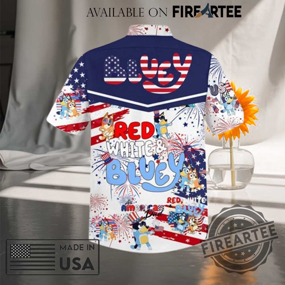 Red White And Bluey 4Th Of July Hawaiian Shirt And Shorts 6 Red White And Bluey 4th Of July Hawaiian Shirt And Shorts