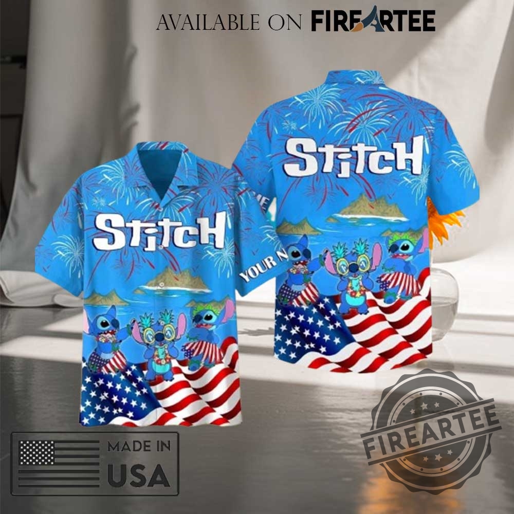"Top 5 Patriotic Hawaiian Shirts for a Stylish 4th of July" 5 Stitch Tropical Summer Beach Vacation 4Th Of July Hawaiian Shirt