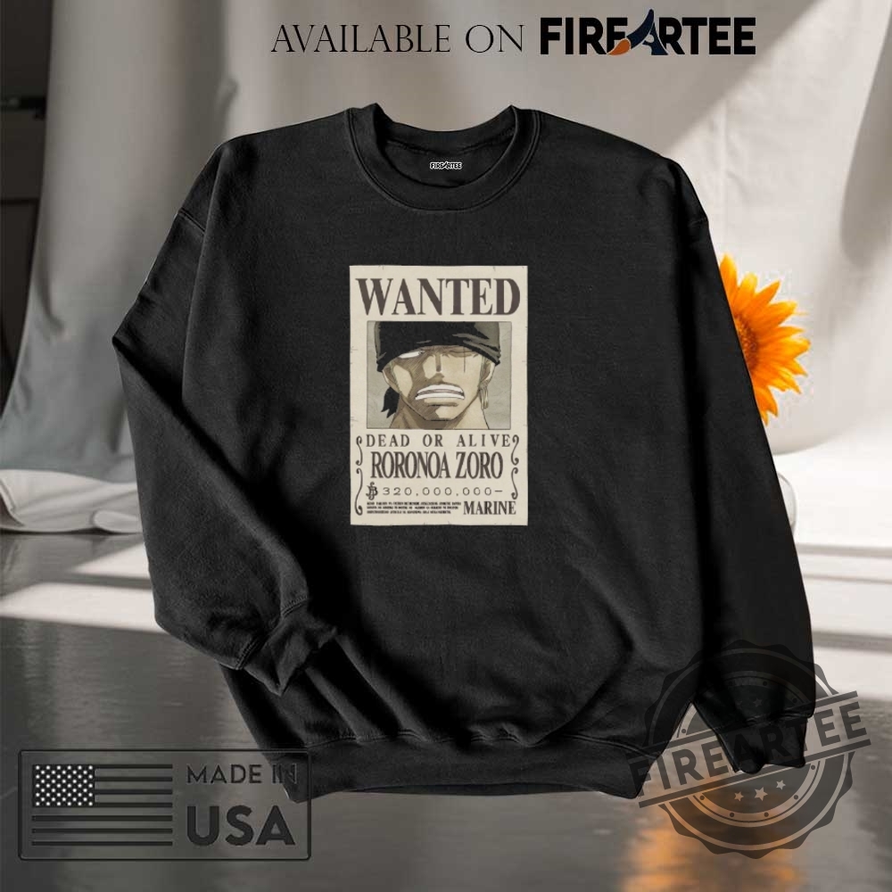 One Piece Roronoa Zoro Full Wanted Poster Shirt 7 One Piece Roronoa Zoro Full Wanted Poster Shirt