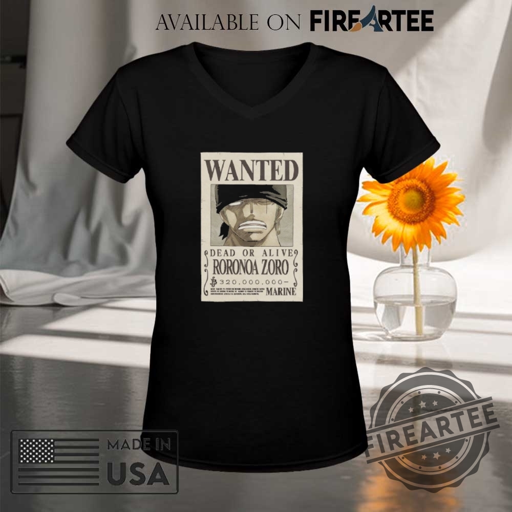 One Piece Roronoa Zoro Full Wanted Poster Shirt 9 One Piece Roronoa Zoro Full Wanted Poster Shirt
