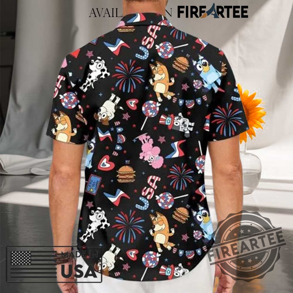 Bluey Hawaii Black Shirt 4Th Of July Celebration Tropical Theme 4 Bluey Hawaii Black Shirt 4th Of July Celebration Tropical Theme