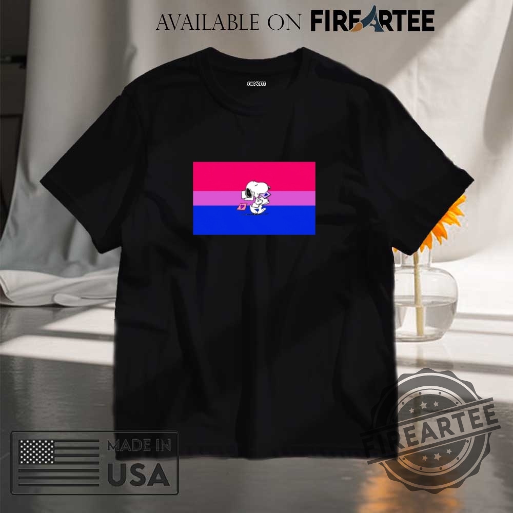 "Celebrate Pride and Sports with Cute Snoopy and Bluey Shirts" 2 Cute Snoopy Happy Pride Month Bisexual Flag Shirt