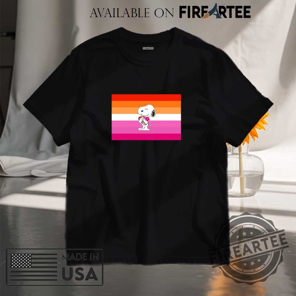 "Celebrate Pride and Sports with Cute Snoopy and Bluey Shirts" 3 Cute Snoopy Happy Pride Month Lesbian Flag Shirt