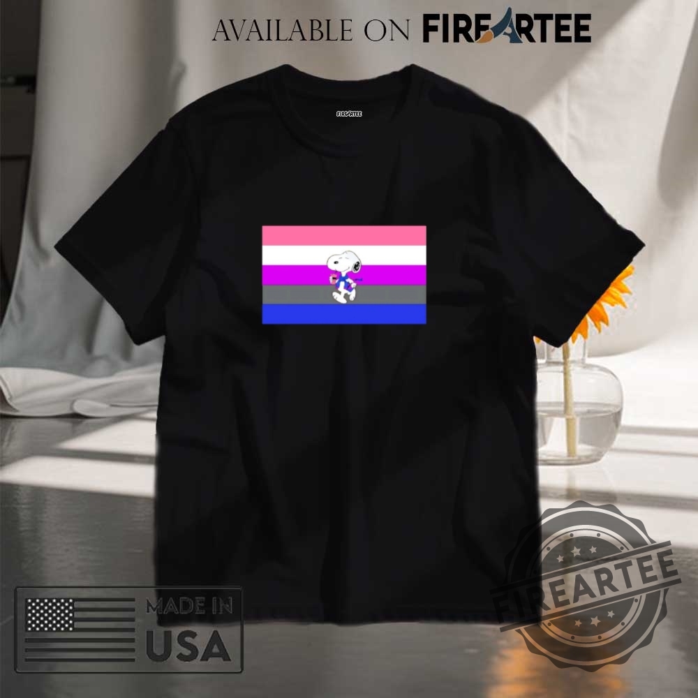 "Celebrate Pride and Sports with Cute Snoopy and Bluey Shirts" 13 Snoopy Happy Pride Month Genderfluid Flag Shirt