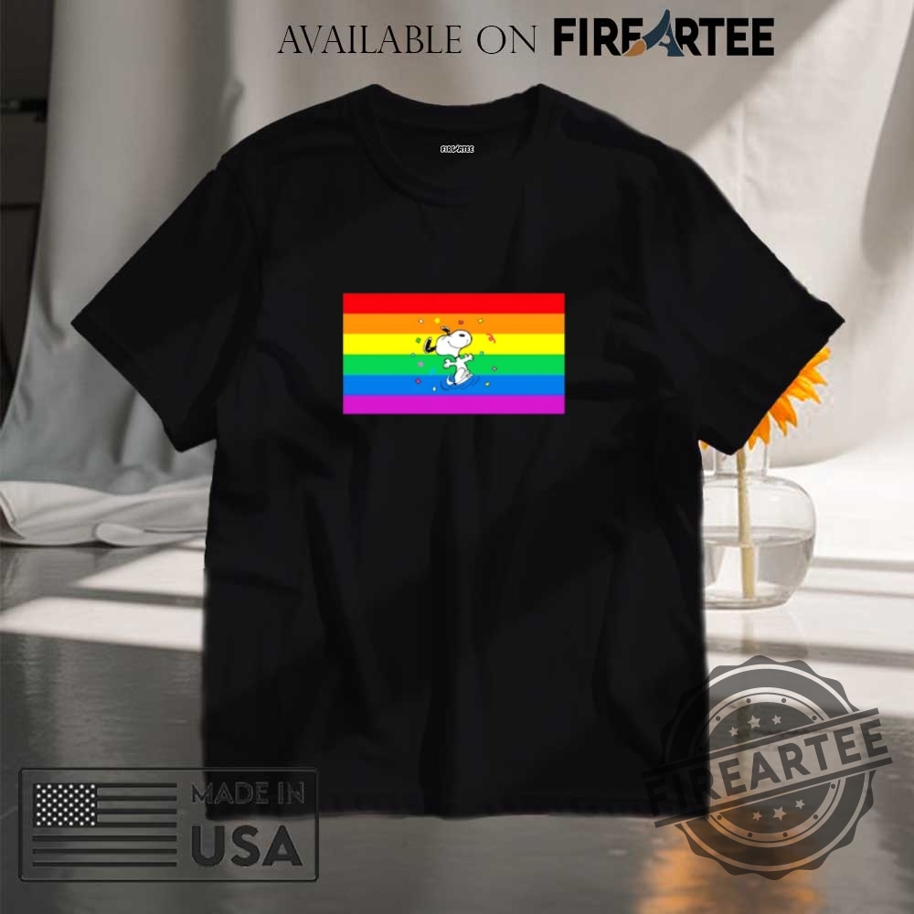 "Celebrate Pride and Sports with Cute Snoopy and Bluey Shirts" 14 Snoopy Happy Pride Month Lgbt Flag Shirt