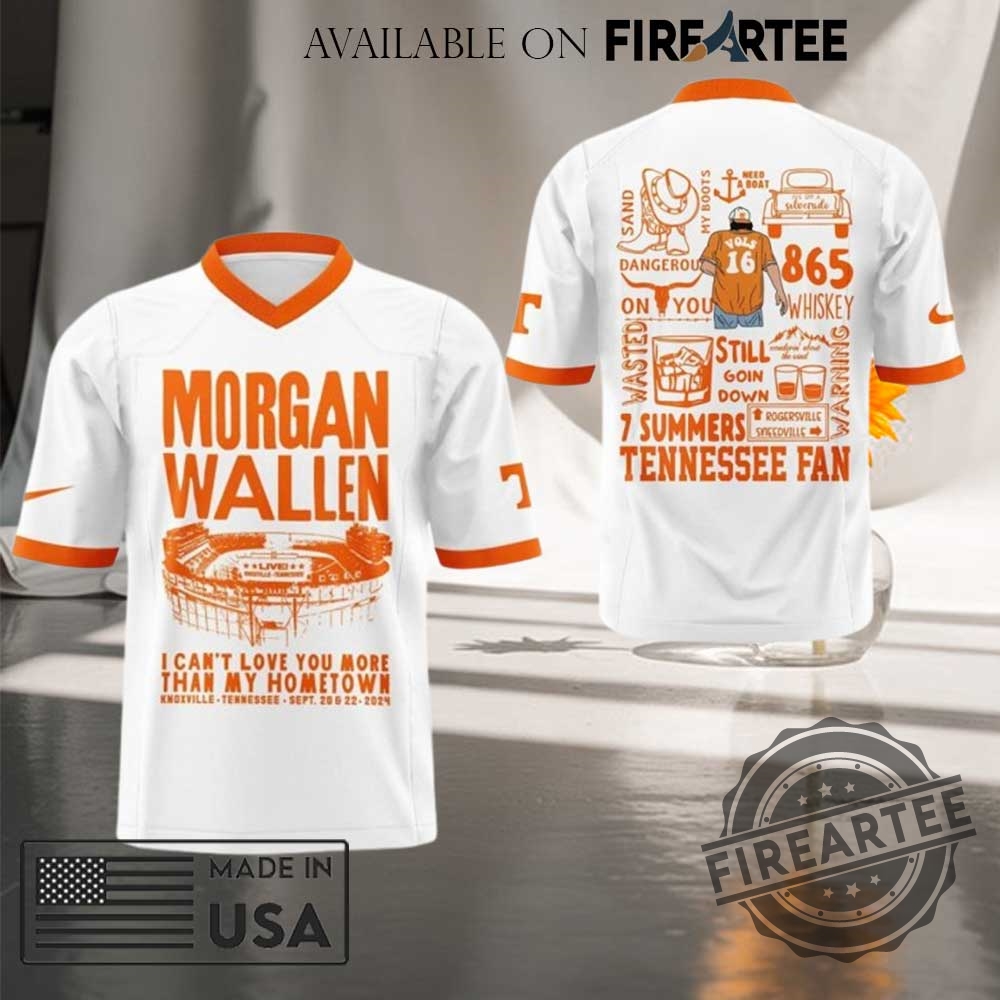 "2024 Morgan Wallen, Kendrick Lamar Concert Jerseys & Streetwear Shirts" 2 Morgan Wallen Live Knoxville Tennessee 2024 Football Jersey