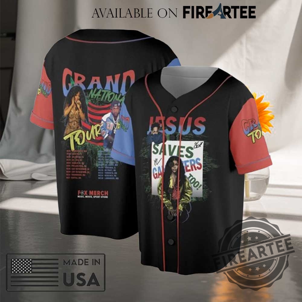"2024 Morgan Wallen, Kendrick Lamar Concert Jerseys & Streetwear Shirts" 4 Grand National Tour Baseball Jersey Jesus Saves Streetwear Hip Hop Shirt