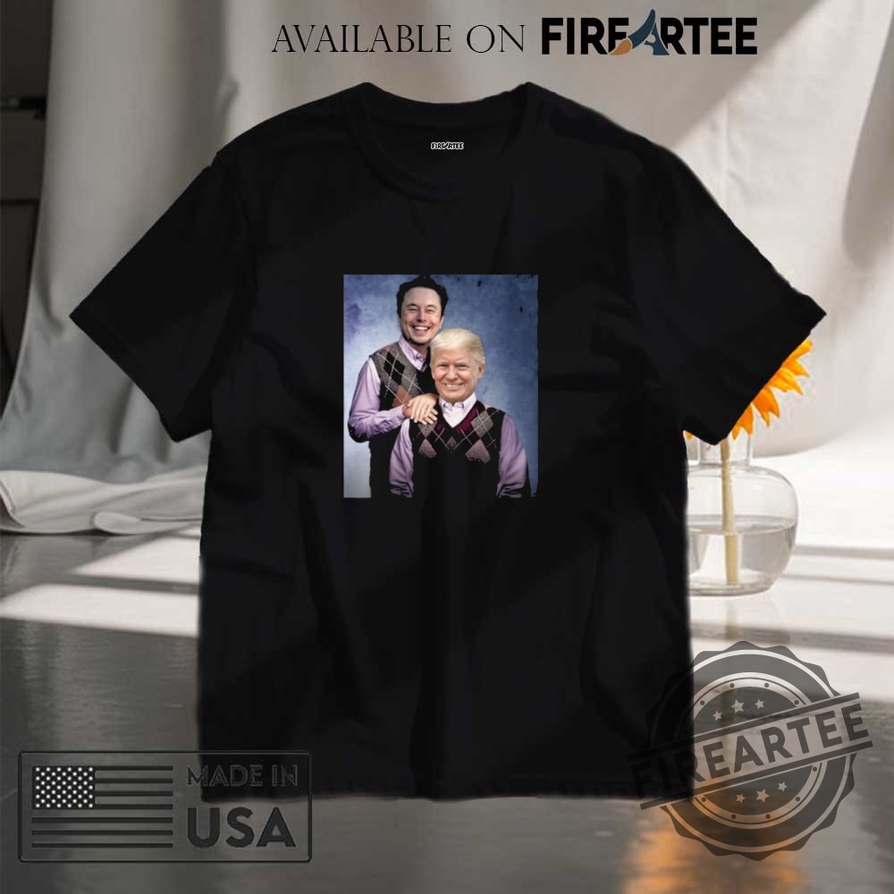 "Unique Political and Fantasy Apparel: Show Your Style with Pride" 10 Elon Musk Donald Trump Step Brothers Portrait Tshirt
