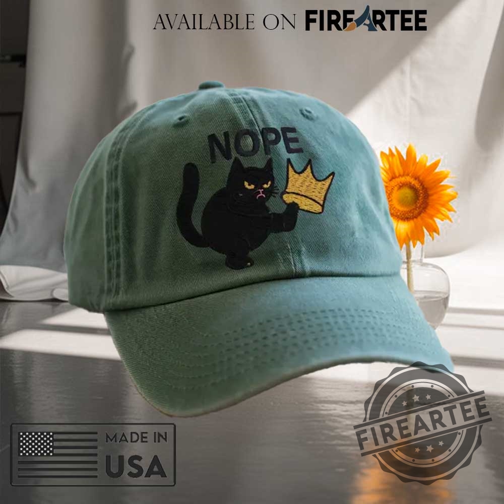 "Unique Political and Fantasy Apparel: Show Your Style with Pride" 19 No Kings In America Black Cat Embroidered Hat