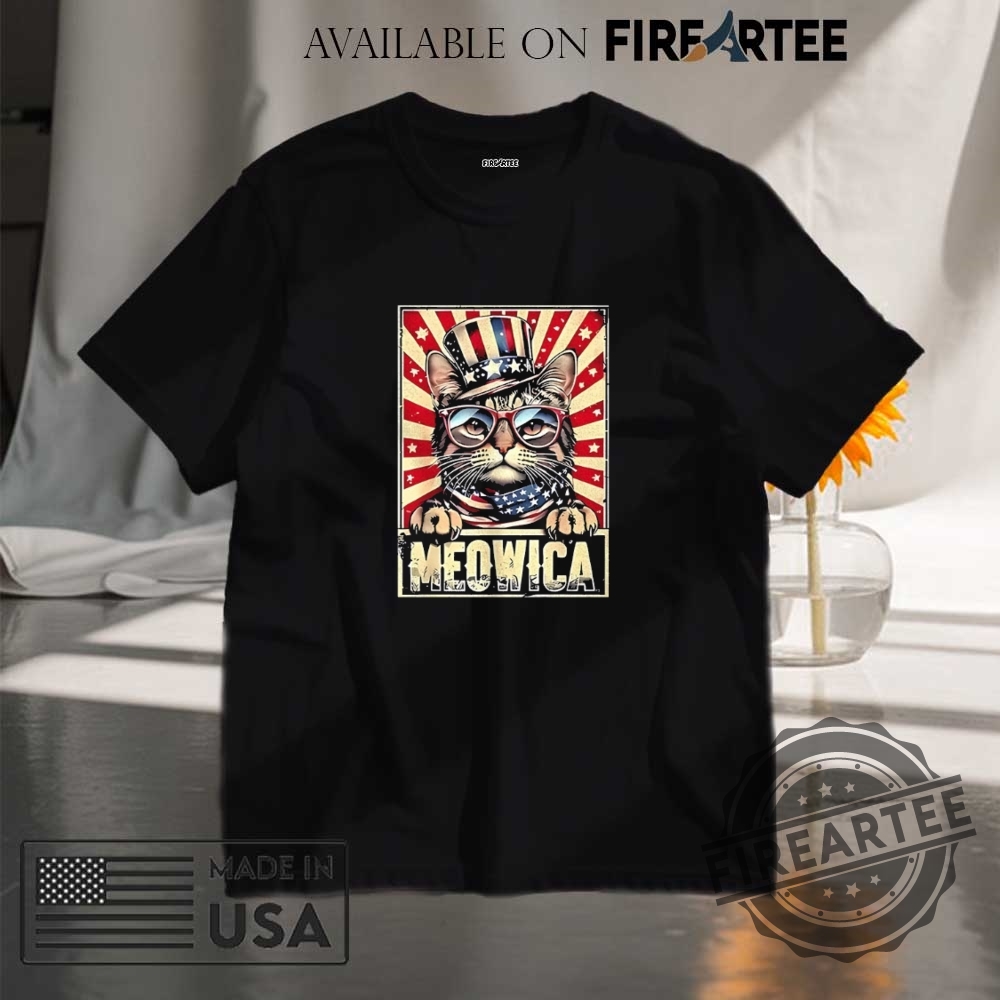 "Unique Political and Fantasy Apparel: Show Your Style with Pride" 21 Cat Meowica 4Th Of July Shirt