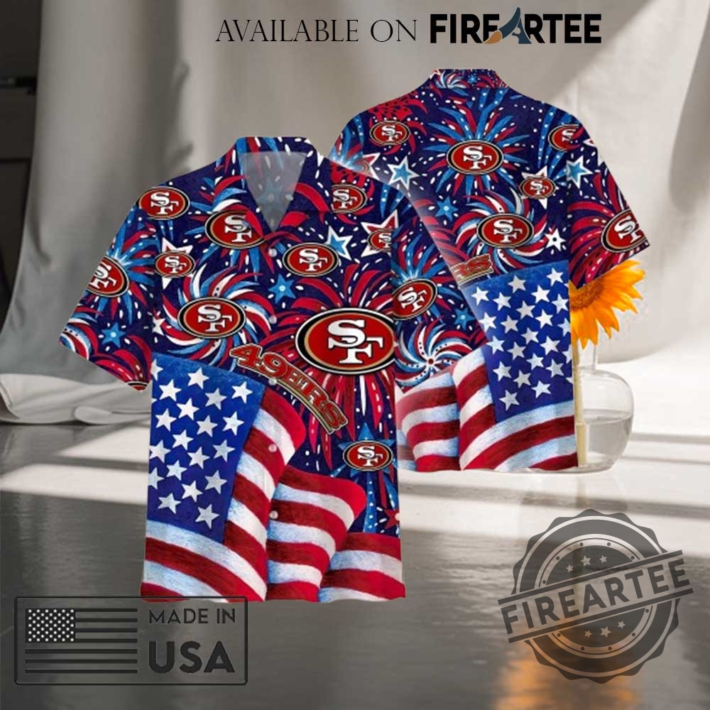 "Top NFL Hawaiian Shirts for 4th of July Independence Day" 8 Nfl San Francisco 49Ers America 4Th Of July Independence Day Hawaiian Shirt