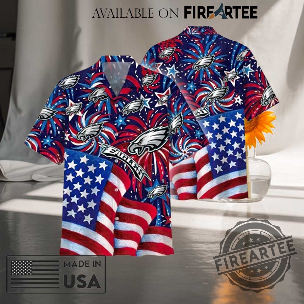 "Top NFL Hawaiian Shirts for 4th of July Independence Day" 18 Nfl Philadelphia Eagles America 4Th Of July Independence Day 2024 Hawaiian Shirt