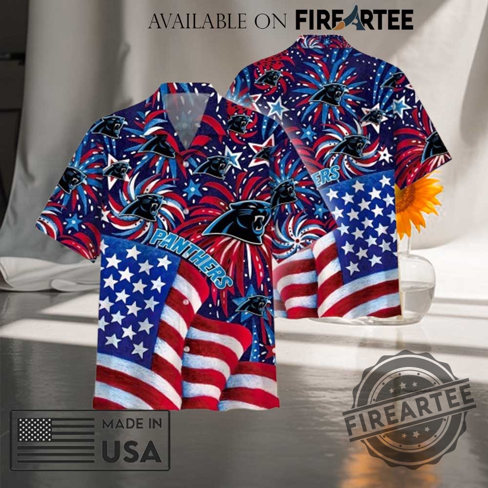 "Top NFL Hawaiian Shirts for 4th of July Independence Day" 20 Nfl Carolina Panthers America 4Th Of July Independence Day Hawaiian Shirt