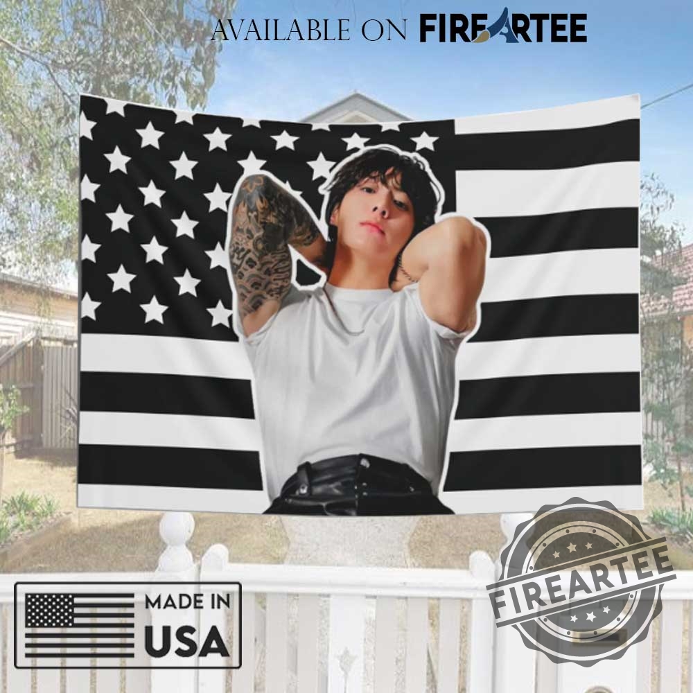 Bts Jungkook Black White American Flag 4 BTS JUNGKOOK BLACK WHITE AMERICAN FLAG