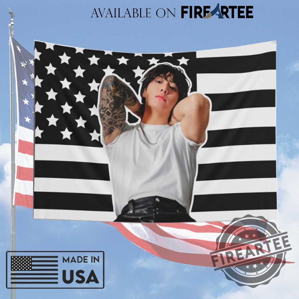 Bts Jungkook Black White American Flag 5 BTS JUNGKOOK BLACK WHITE AMERICAN FLAG