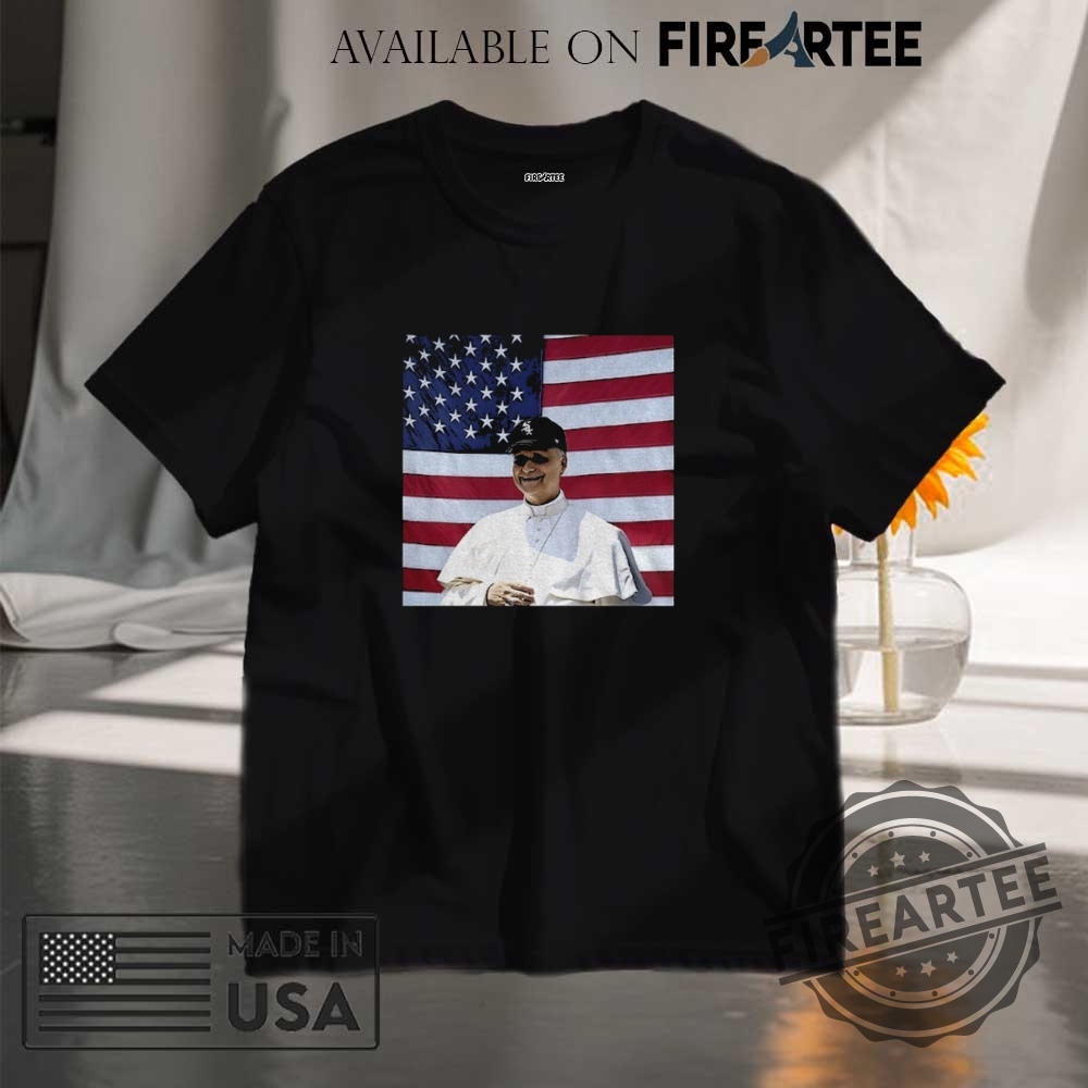 "Top 5 Trendy Sabrina Carpenter and BTS Flag Shirts for 2023" 11 Pope Leo Xiv Wearing Chicago White Sox Cap American Flag Shirt