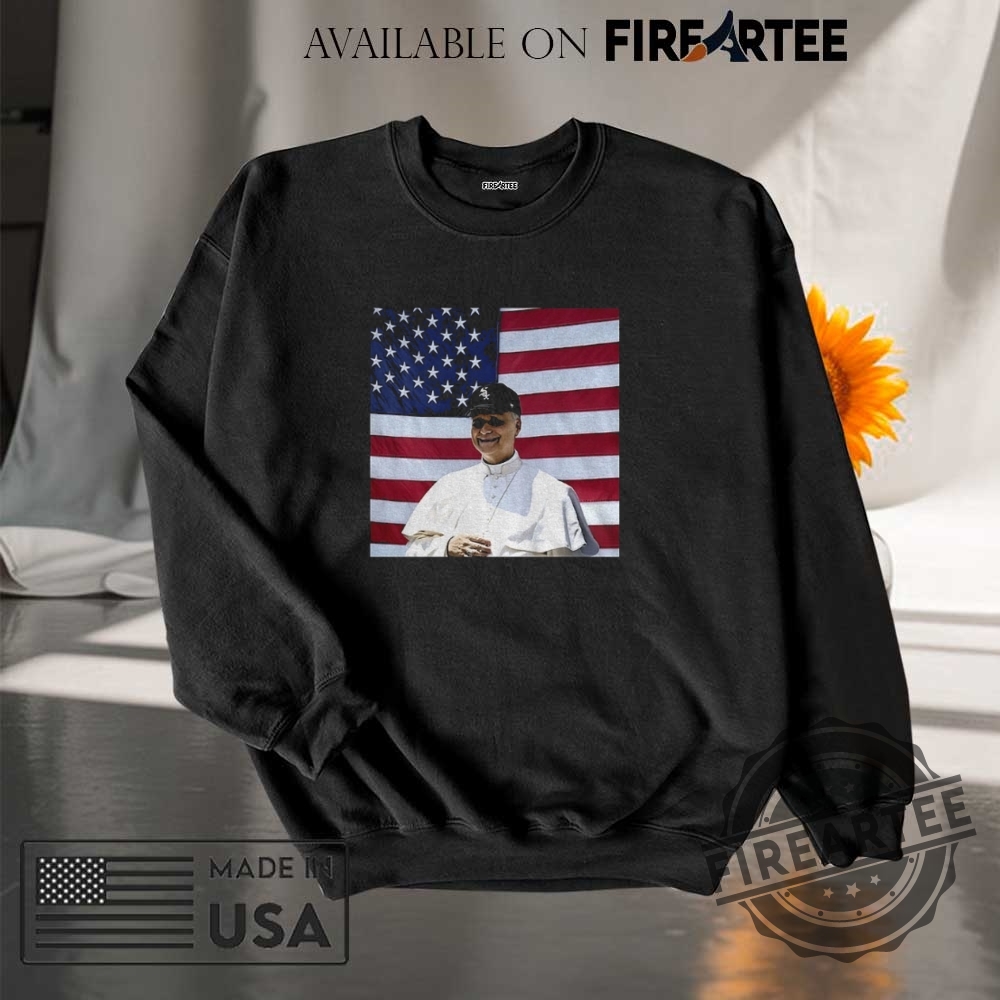 Pope Leo Xiv Wearing Chicago White Sox Cap American Flag Shirt 7 Pope Leo XIV wearing Chicago White Sox cap American flag shirt