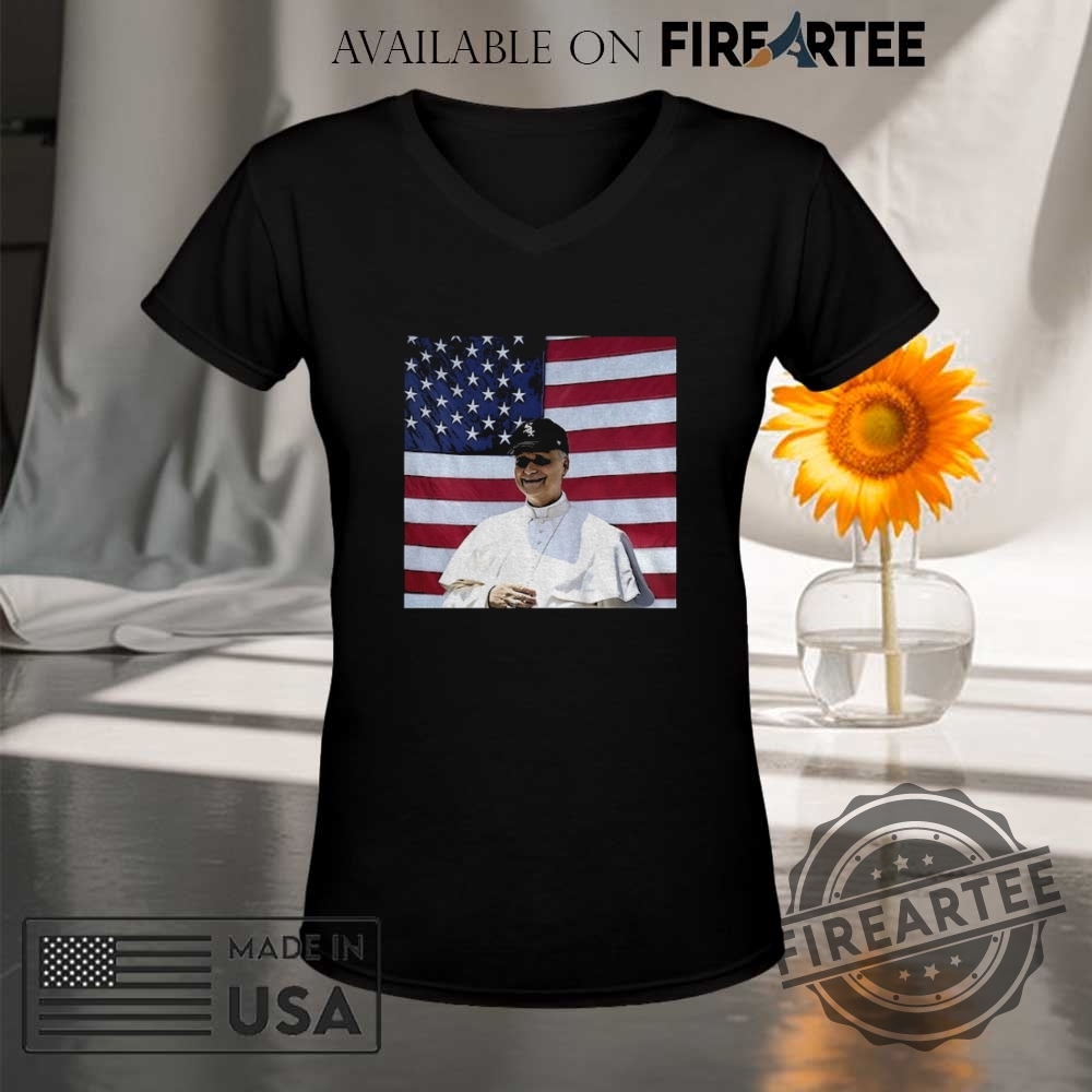 Pope Leo Xiv Wearing Chicago White Sox Cap American Flag Shirt 9 Pope Leo XIV wearing Chicago White Sox cap American flag shirt