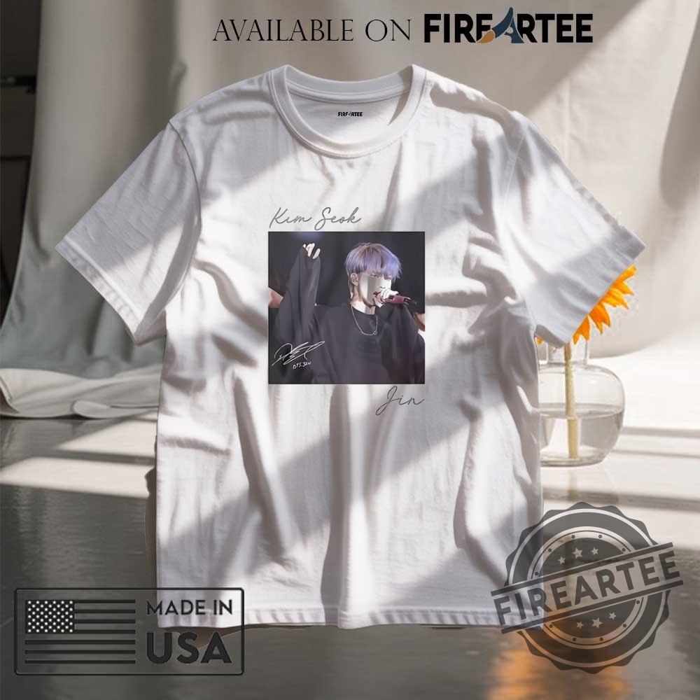 "Top 5 Trendy Sabrina Carpenter and BTS Flag Shirts for 2023" 12 Kim Seokjin Bts Signature Shirt