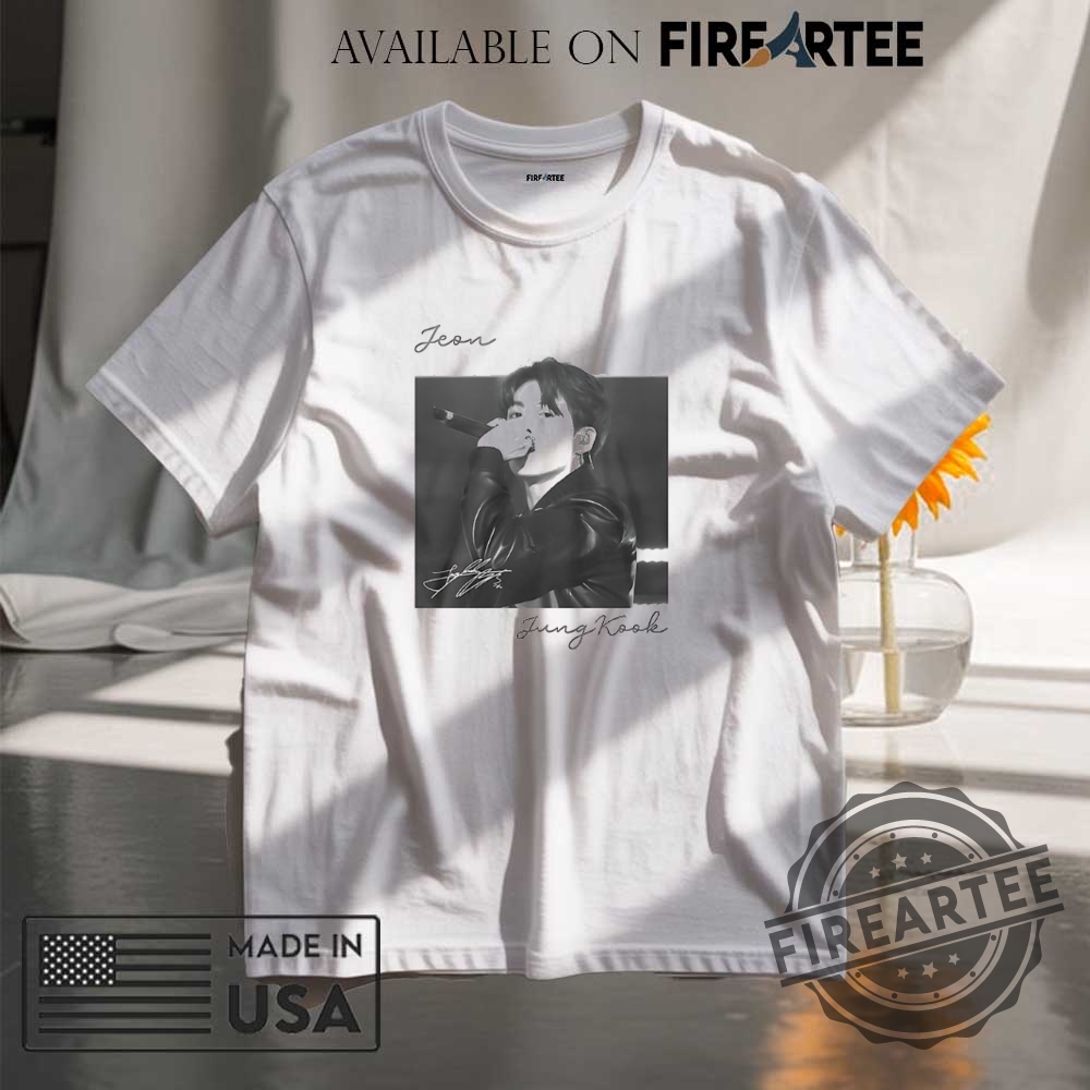 "Top 5 Trendy Sabrina Carpenter and BTS Flag Shirts for 2023" 13 Jeon Jungkook Bts Signature Shirt