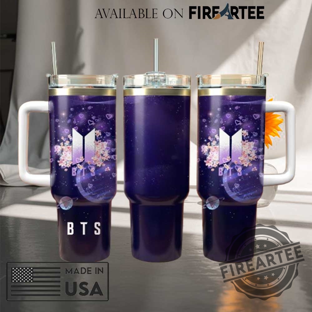 "Top 5 Trendy Sabrina Carpenter and BTS Flag Shirts for 2023" 19 Bts Purple Galaxy Tumbler Kpop Fan Cup With Handle