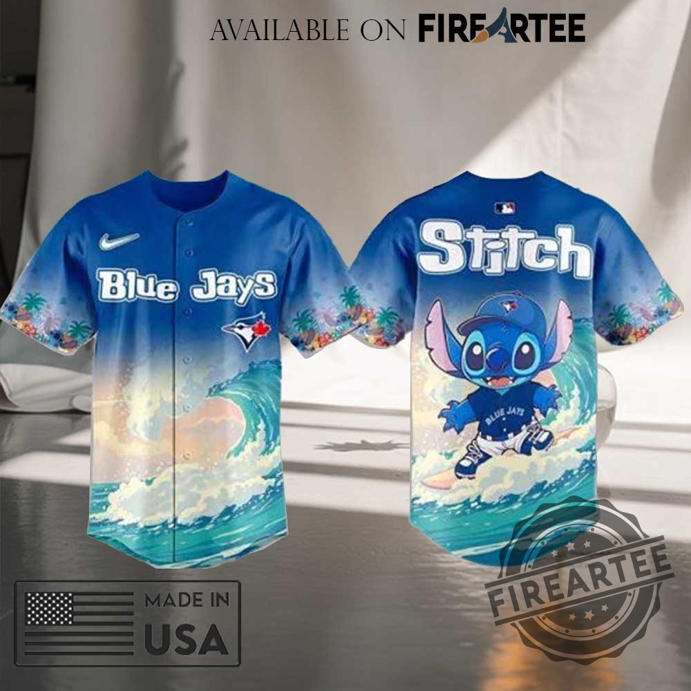 Toronto Blue Jays X Stitch Aloha Baseball Jersey 2025 3 Toronto Blue Jays x Stitch Aloha Baseball Jersey 2025