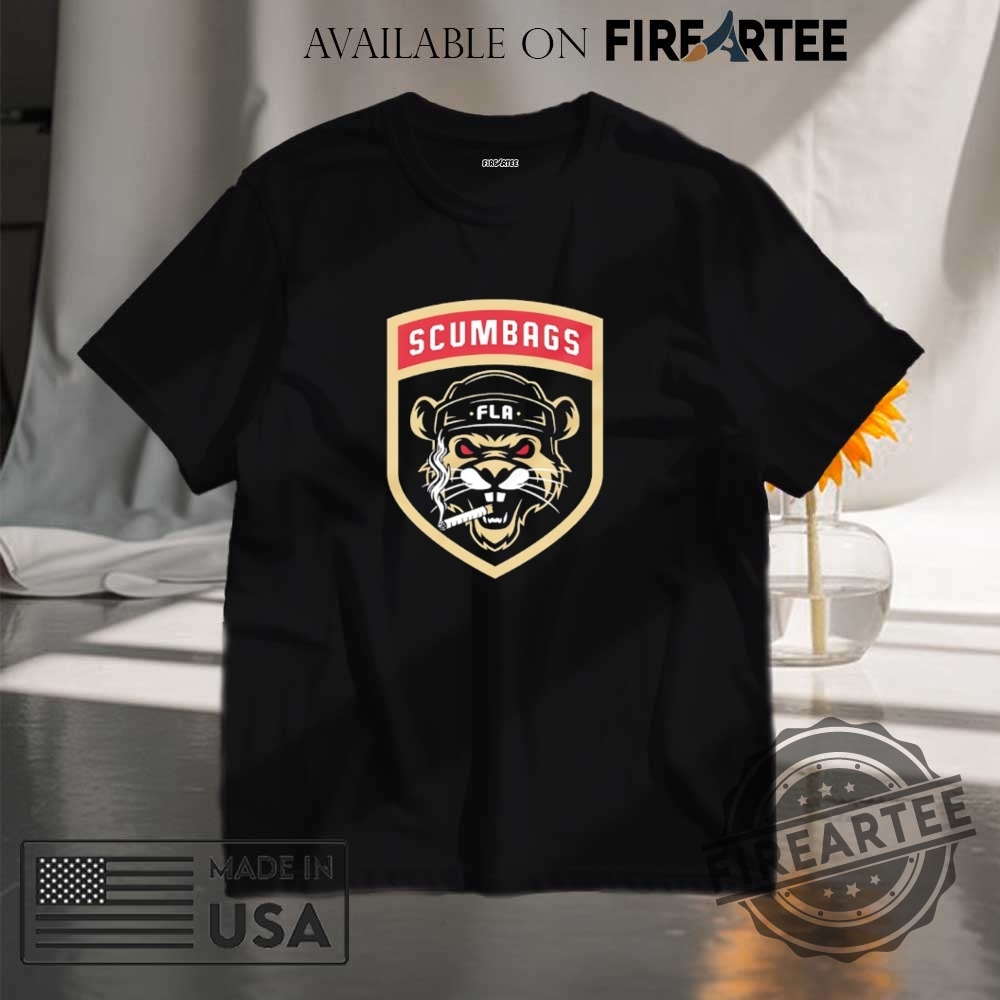 "Top 2025 Florida Panthers and Oklahoma City Thunder Championship Apparel" 5 Scumbags Fla Florida Panthers Back 2 Back Champions 20242025 Rat Smoking Shirt