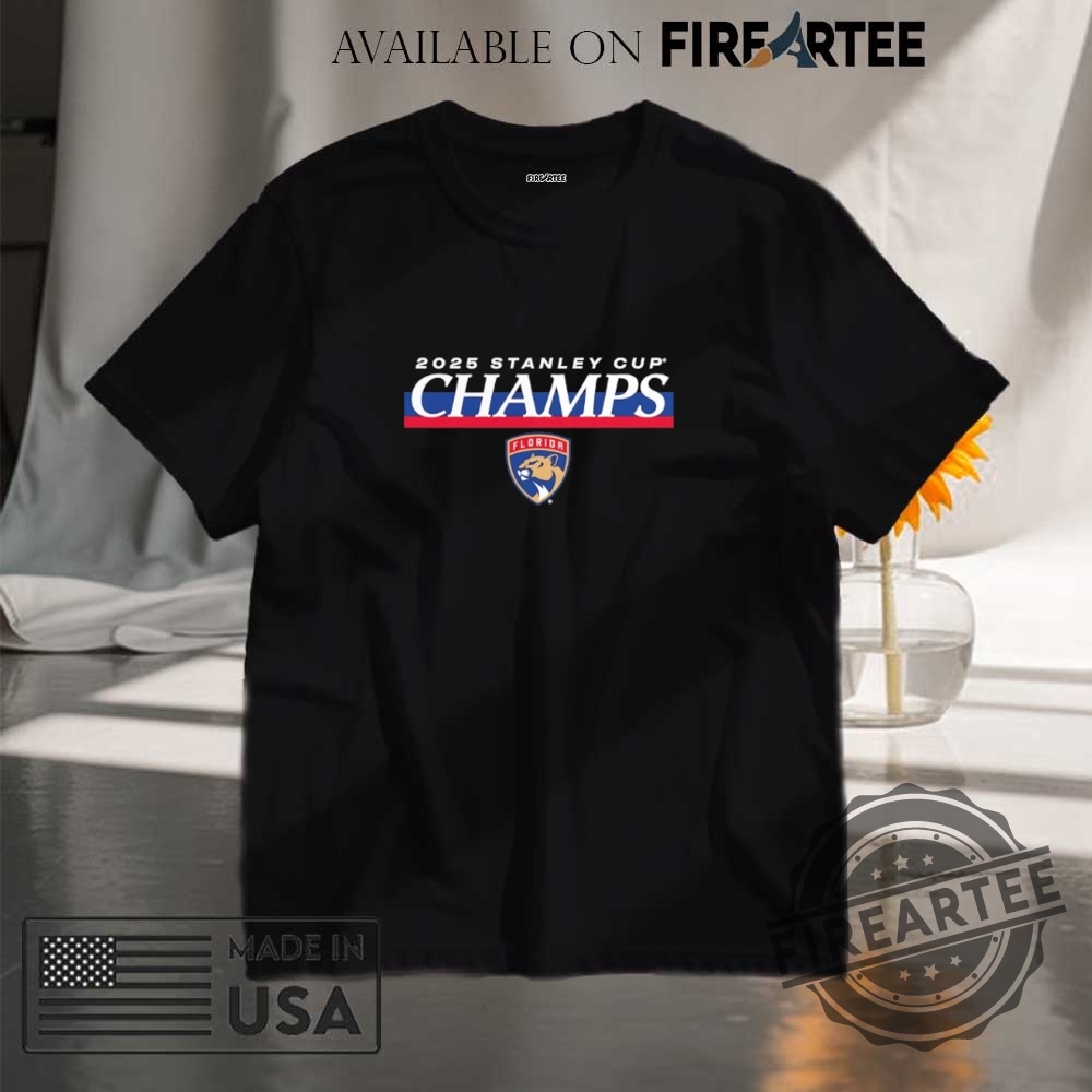 "Top 2025 Florida Panthers and Oklahoma City Thunder Championship Apparel" 8 Florida Panthers 2025 Stanley Cup Champs Logo Shirt
