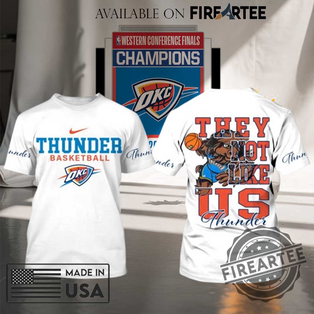"Top 2025 Florida Panthers and Oklahoma City Thunder Championship Apparel" 19 Oklahoma City Thunder They Not Like Us White All Oer Print Tshirt