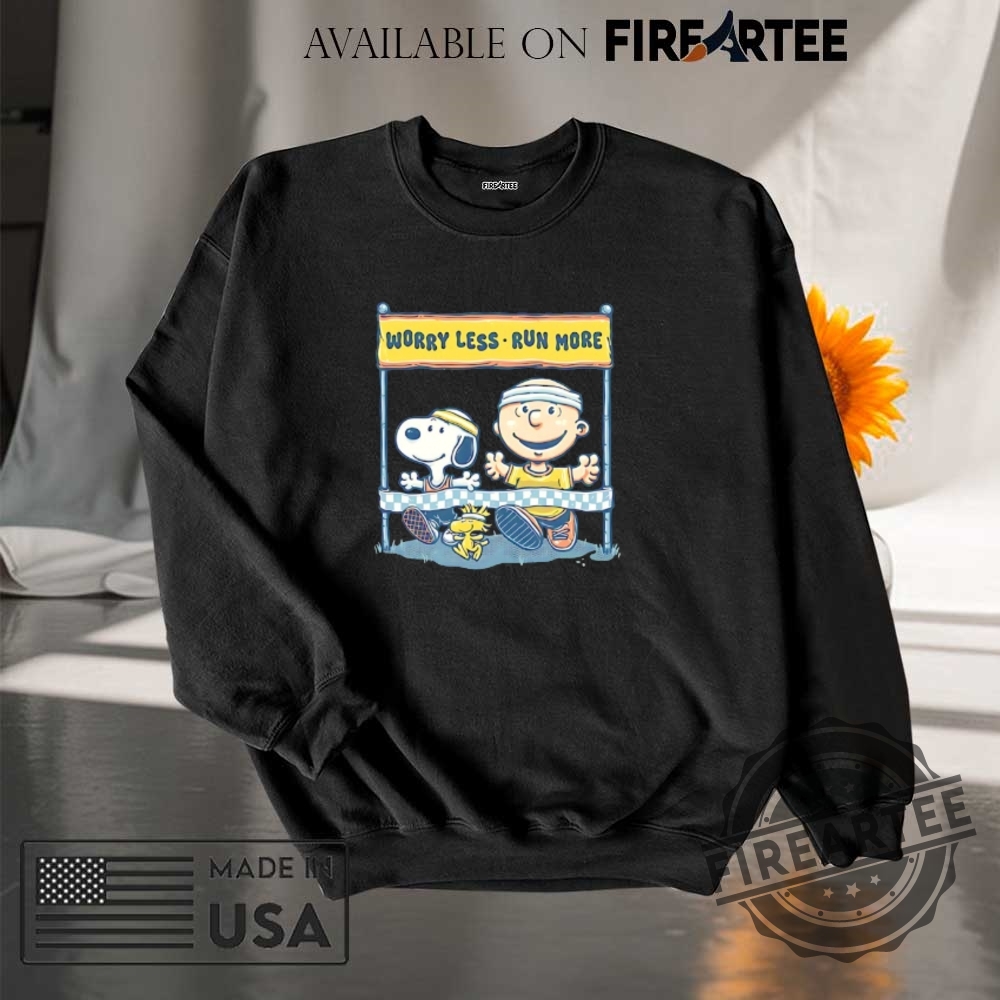 Snoopy Woodstock And Charlie Brown Worry Less Run More Shirt 7 Snoopy Woodstock and Charlie Brown worry less run more shirt