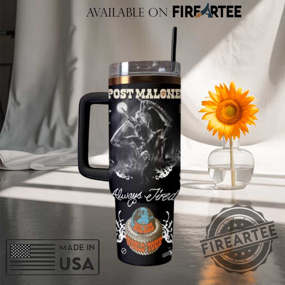Post Malone 2025 Tour Travel Tumbler With Bold Black And White Design Stay Away Always Tired And Iconic Imagery 5 Post Malone 2025 Tour Travel Tumbler with Bold Black and White Design - Stay Away, Always Tired, and Iconic Imagery