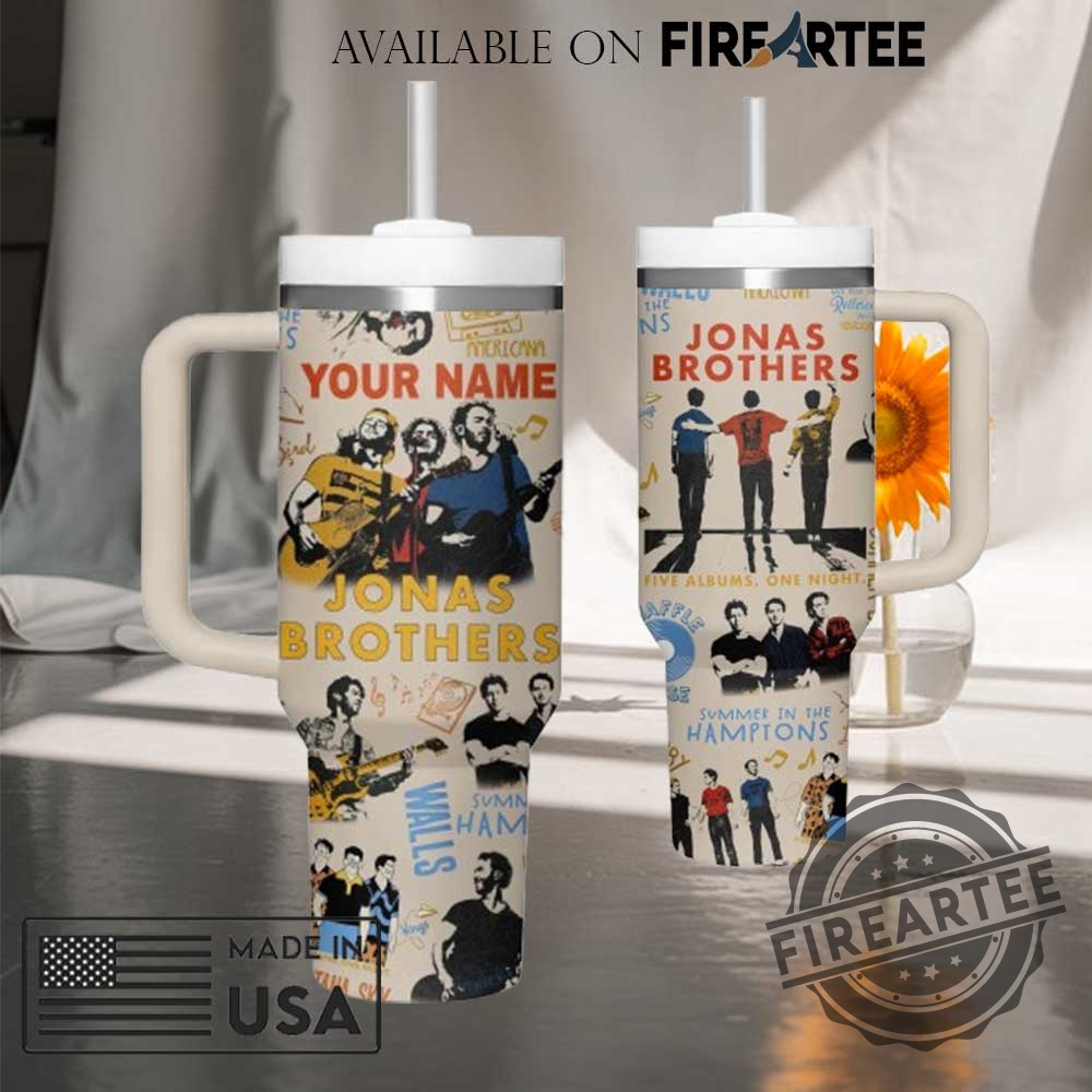 "Top 5 Patriotic and Music-Inspired Custom Tumblers and Tees for 2025" 15 Jonas Brothers Custom Travel Tumbler With Retro Album Art Your Name Personalization Available
