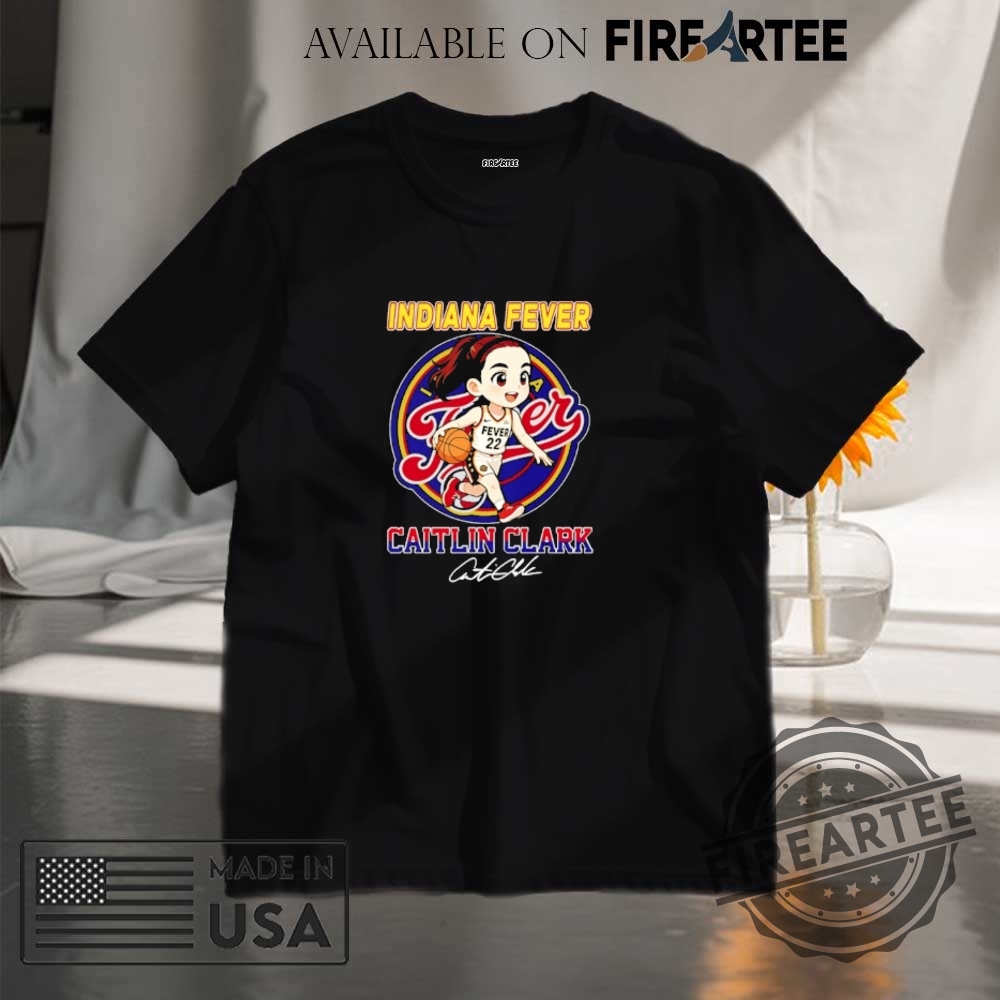 Indiana Fever Caitlin Clark Basketball Signature Cartoon Cute Shirt