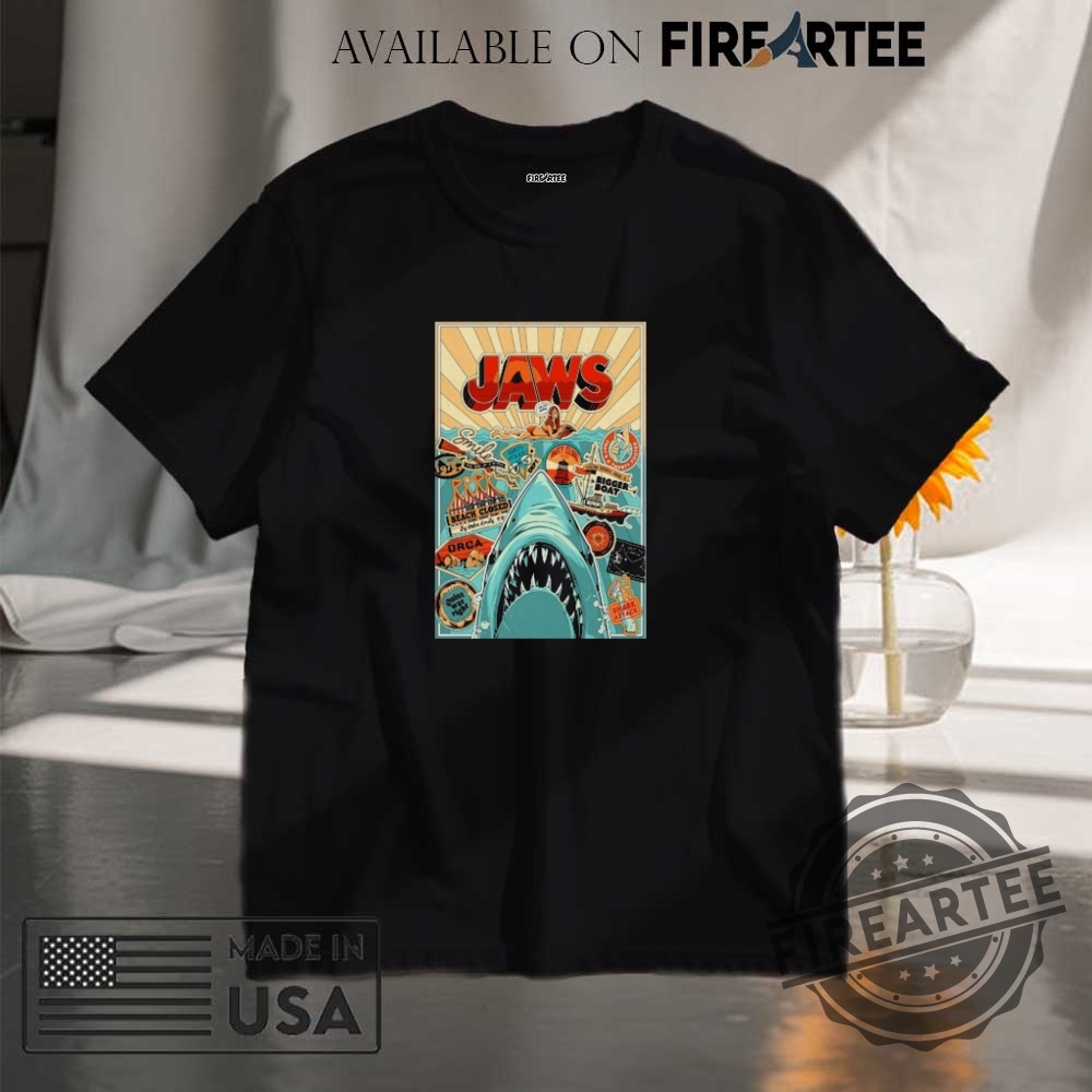 "Shop Trendy Shirts: Jaws, WNBA, Big Diggs Energy, and More!" 4 Jaws Shark Attack 2025 Poster Shirt