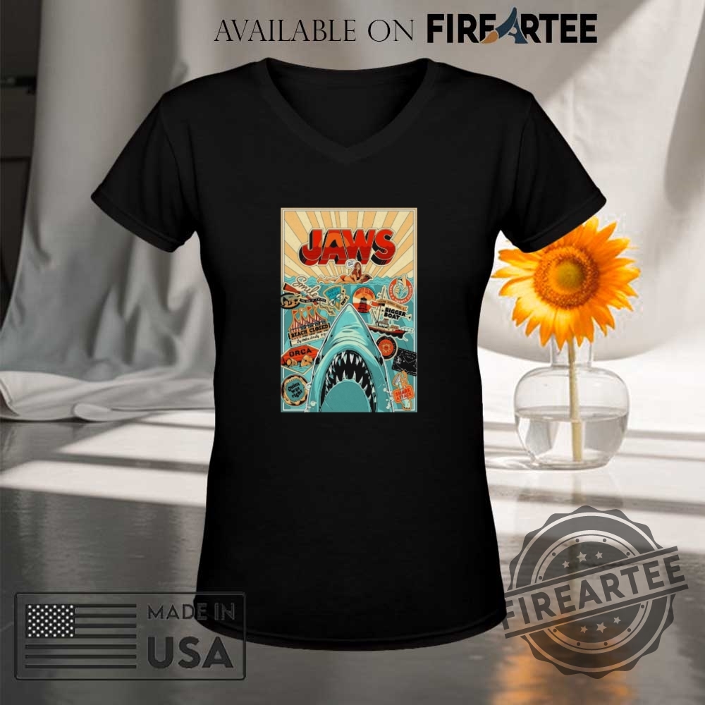 Jaws Shark Attack 2025 Poster Shirt 9 JAWS Shark Attack 2025 Poster Shirt