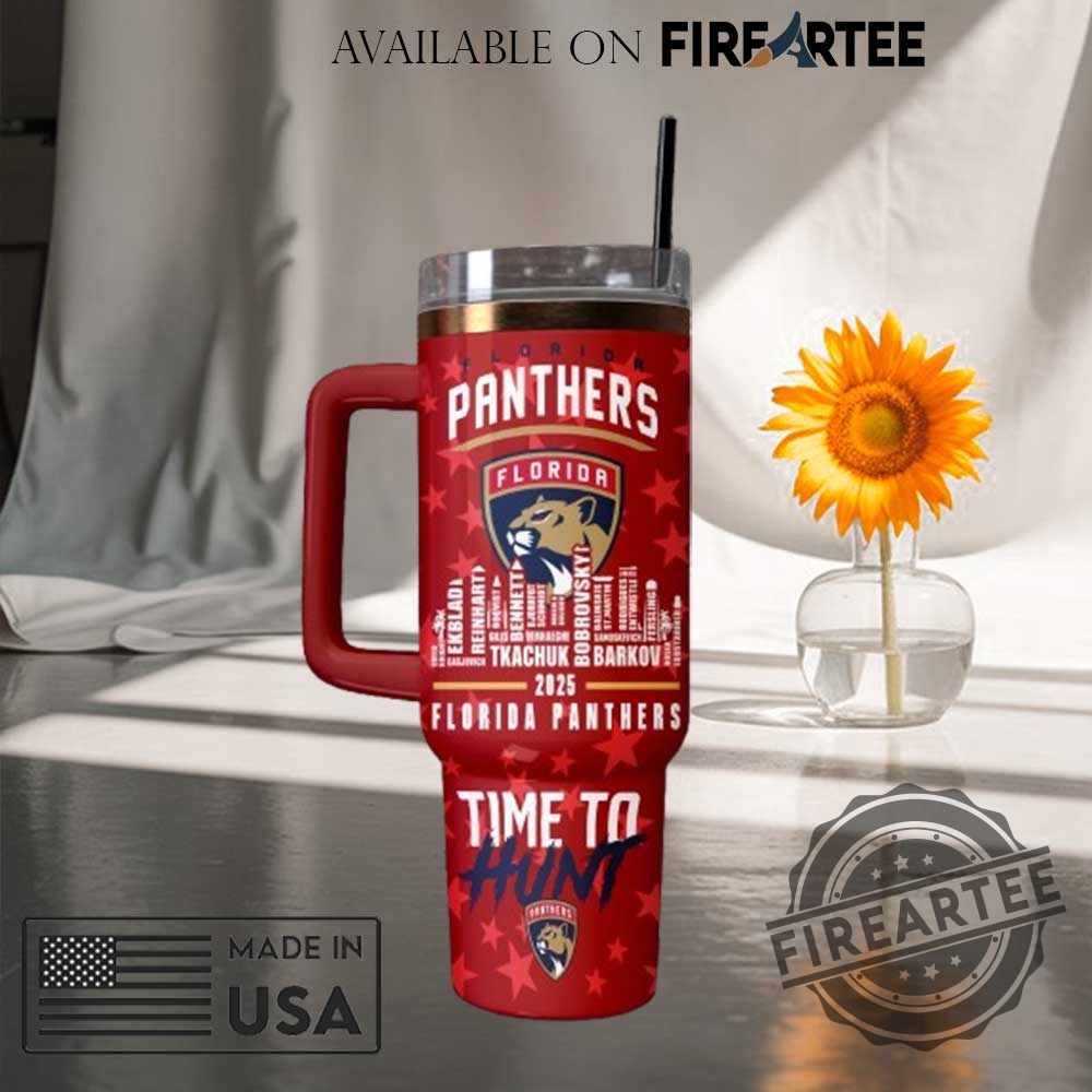 2025 Florida Panthers Stanley Cup Champions Time To Hunt Red Hockey Tumbler 5 2025 Florida Panthers Stanley Cup Champions Time to Hunt Red Hockey Tumbler