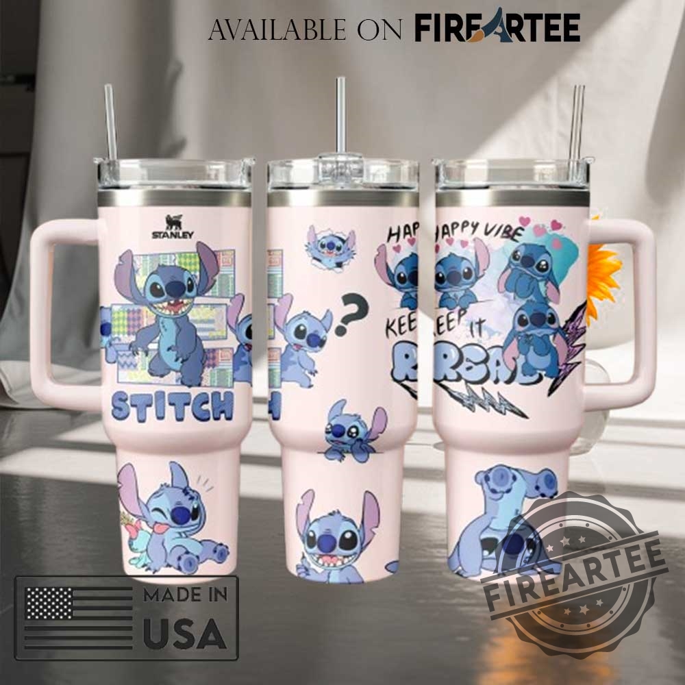 "Top 5 Must-Have Tumblers: Morgan Wallen, Dave Matthews, and More" 7 Stitch Happy Vibe Stanley 40Oz Tumbler