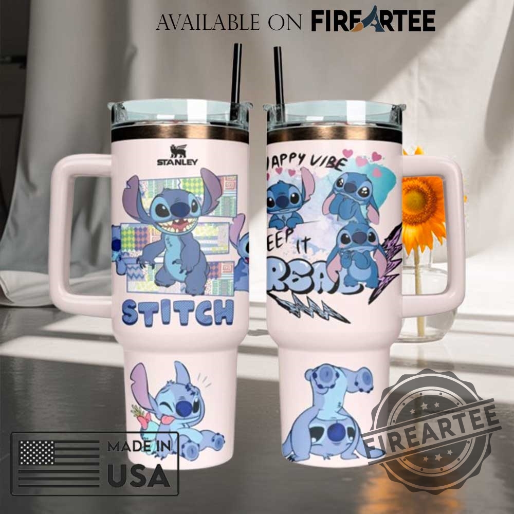 Stitch Happy Vibe Stanley 40Oz Tumbler 4 Stitch Happy Vibe Stanley 40oz Tumbler