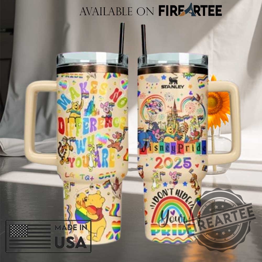 "Unique Gift Ideas: Custom Stanley Tumblers & Activist T-Shirts" 10 Winnie The Pooh X Disney Pride 2025 Stanley Tumbler Cup